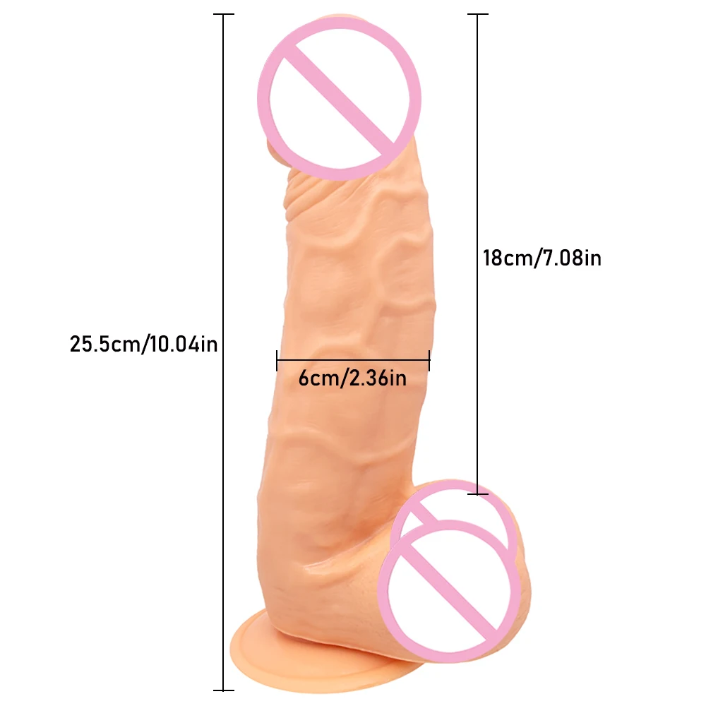 Sex Toys 25.5CM*6CM Oversized Realistic Dildos Soft Skin Feeling Huge Penis Erotic Thick Phallus Big Dick Sex Toys for Women Masturbation