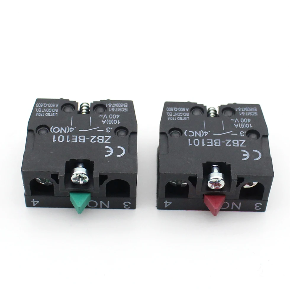 

2pcs XB2 Series Accessory 10A Silver/Brass Contact Block Push Button Switch ZB2BE102 (NC) ZB2-BE101 (NO)
