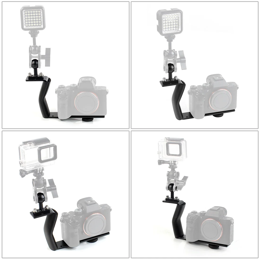 Aluminum Alloy Diving Bracket Z Type Single Handle With Base Adapter for Underw