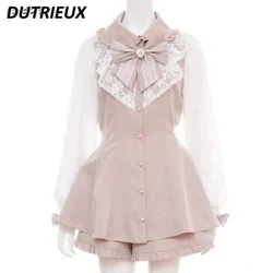 SC Suit Lolita Clothes Japanese Mine Mass-Produced Long Sleeve Dress Set Autumn New Slim Fit Slimming Shirt Dress Shorts Sets