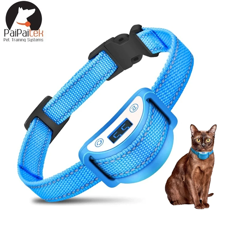 Cat Anti-Bark Collar Cat Automatic Training Collar Prevent Meowing Designed Reflective Breakaway Quick Release Sound Vibrate