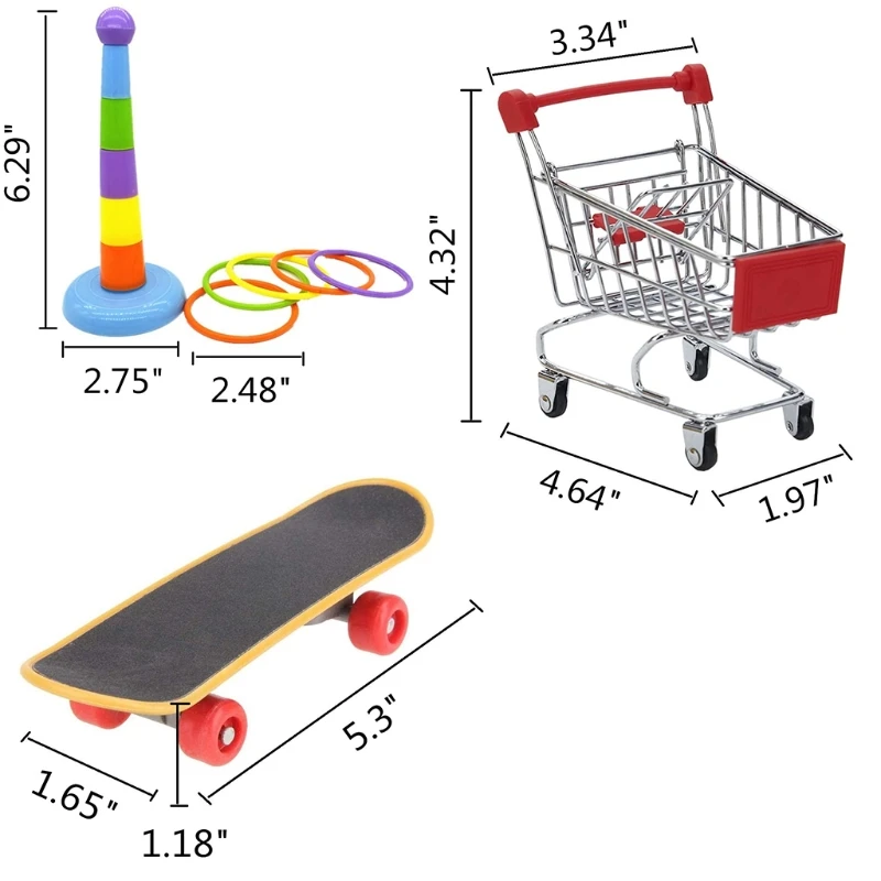 Bird Toys 4 Types Parrot Toy Set Include Basketball Toy Skateboard Stacking Toy Metal Trolley Toy Ball Bouncer Toy 29EF 6