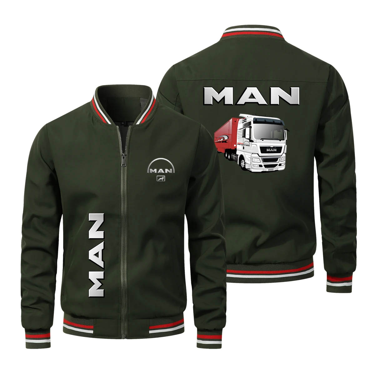 2024 Men's Zip Jacket MAN Trucks Logo Printed Jacket Spring and Autumn Fashion Slim Jacket Men's Casual Motorcycle Riding Jacket 5