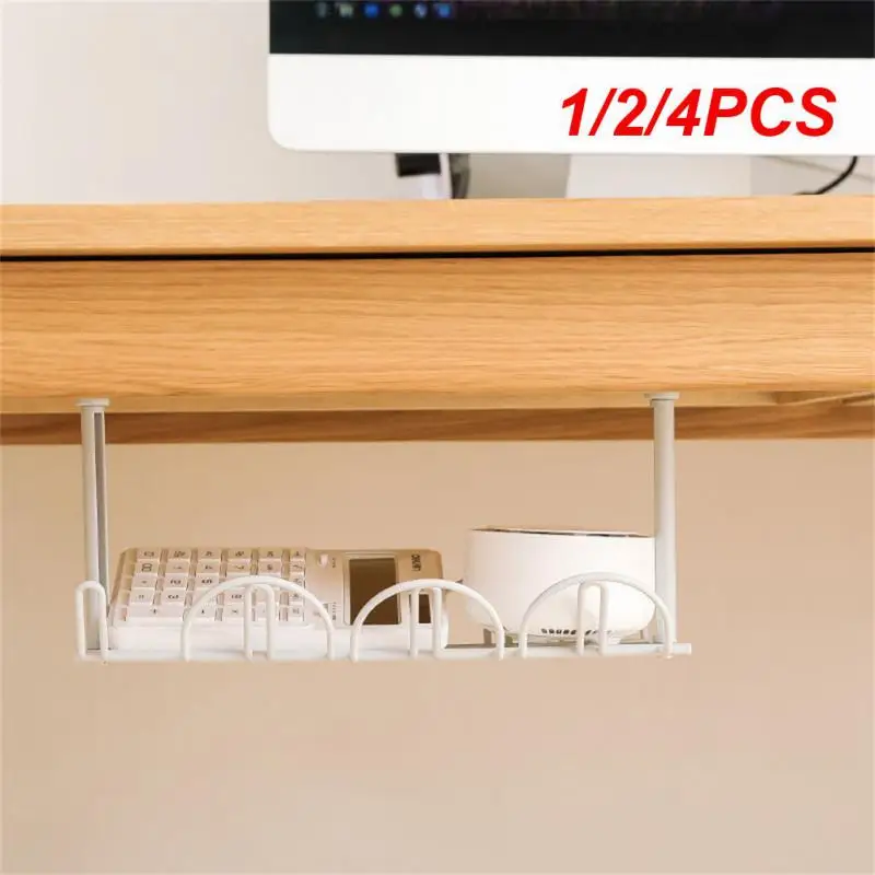 

1/2/4PCS Home Office Desk Cable Organizers Under Table Wire Storage Rack Desk Bottom Shelf Outlet Holder Hanging Wire Cord