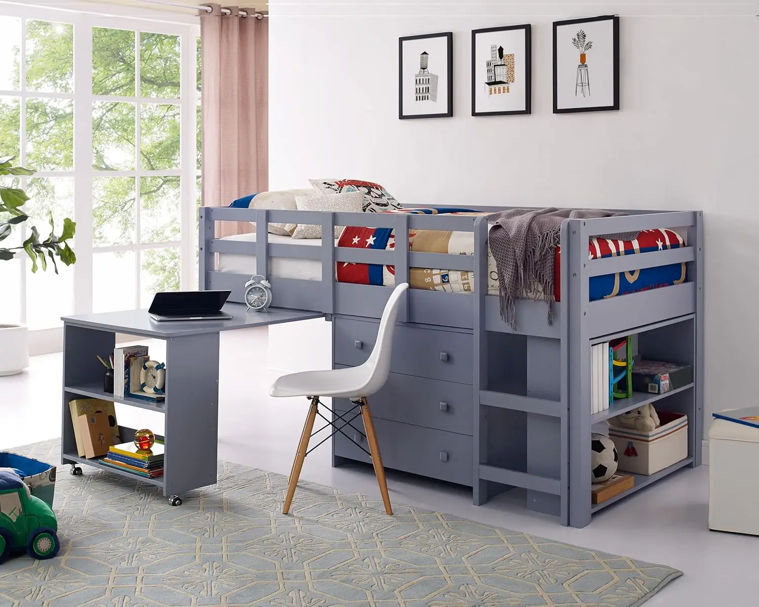 Twin Loft Bed Desk Study Kids Storage Cabinet Safe Exploration Adventure Low Design Promotes Positive Study Habits Smart