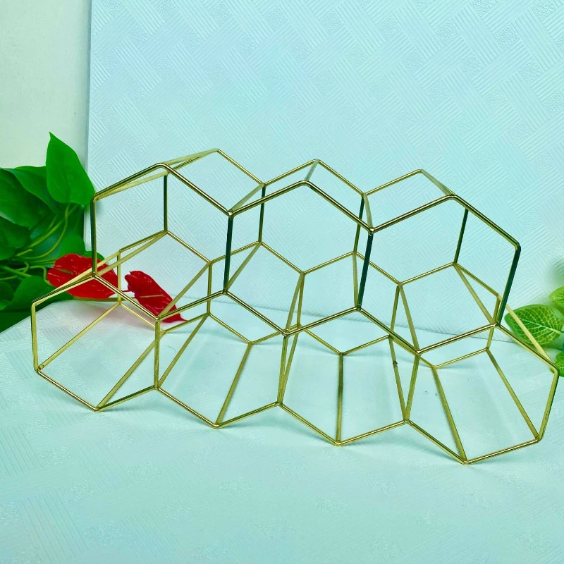 

Металлическая сотовая стойка для вина, Настольная Шестигранная стойка для хранения пивных бутылок, держатель для вина, дисплей для украшения дома и бара