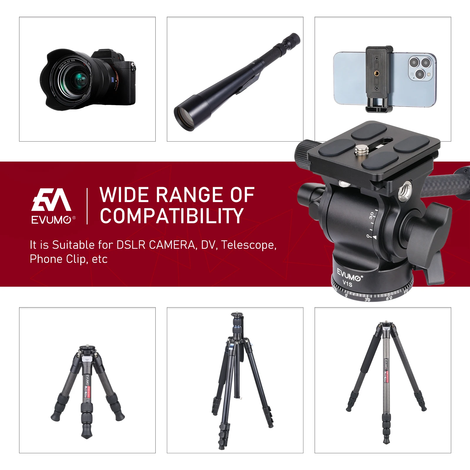 Mini Tripod Head Camera Panoramic Universal Hydraulic Video Head Arca Quick Release Plate for Dslr Camera Tripod Max Load 4kg