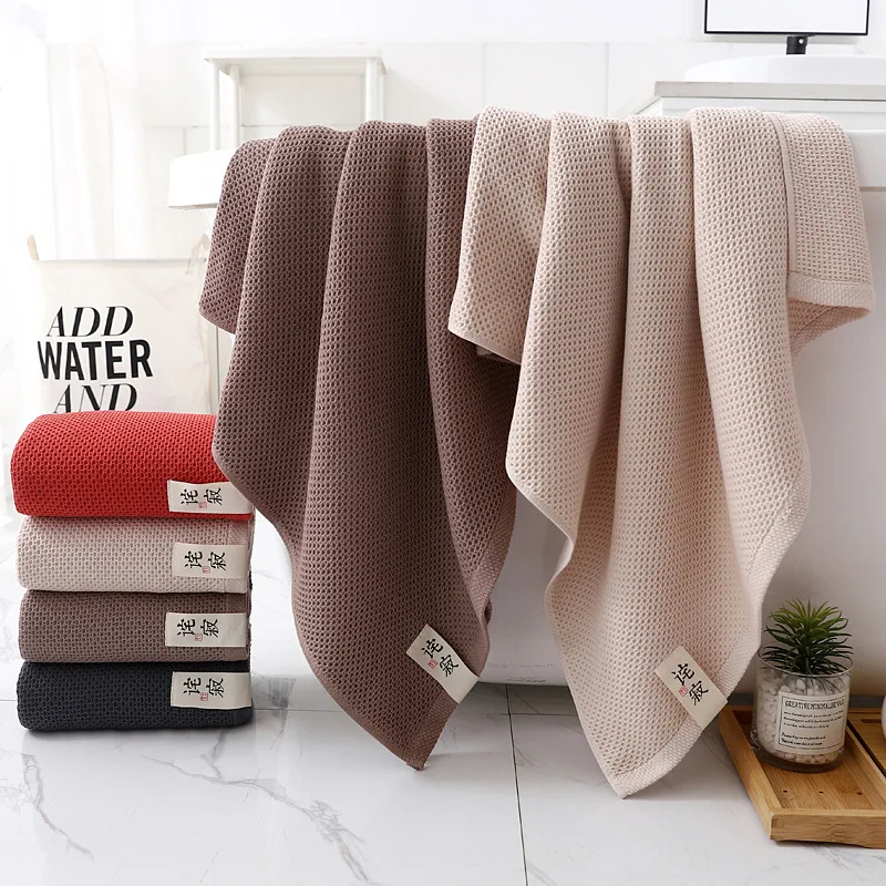 Thickened Towel Shower Towel Cotton Towel 70x140cm Waffle towel Bathroom accessories solid color towel absorbent strong Wipe after exercise
