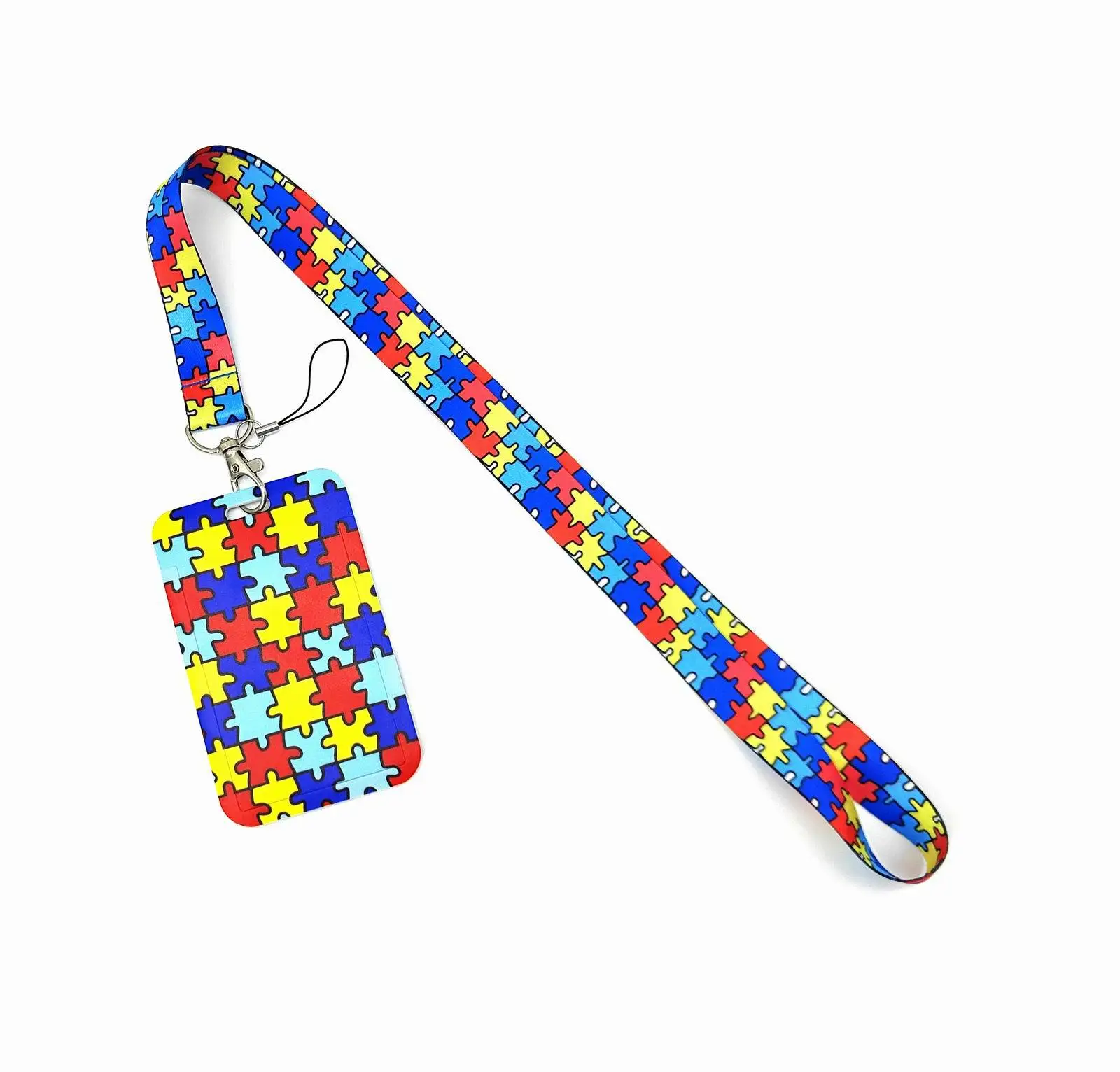 

Autism Cartoon Creative Lanyard Card Holder Student Hanging Neck Phone Lanyard Badge Subway Access Card Holder