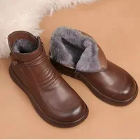 GKTINOO Fashion Winter Women Genuine Leather Ankle Boots Female Thick Wool Warm Snow Boots Mother Waterproof Non-slip Booties - Image 4