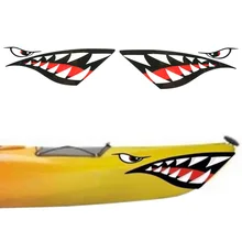 

2PC Kayak Sticker Waterproof Shark Teeth Mouth Stickers Decal Canoe Dinghy Marine Boat Car Truck