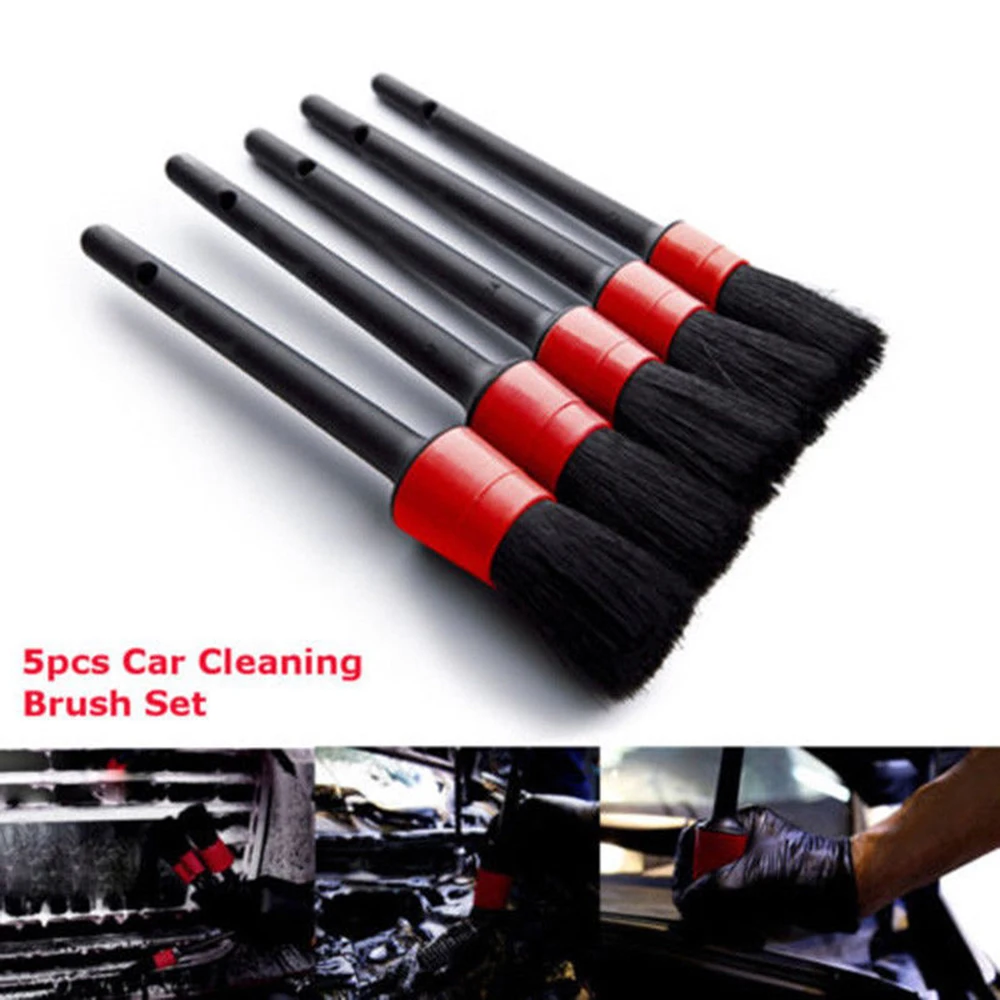 

Car Exterior Interior Detail Brush 5PCS Boar Hair Bristles Brush for Car Cleaning Auto Detail Tools Dashboard Cleaning Brush