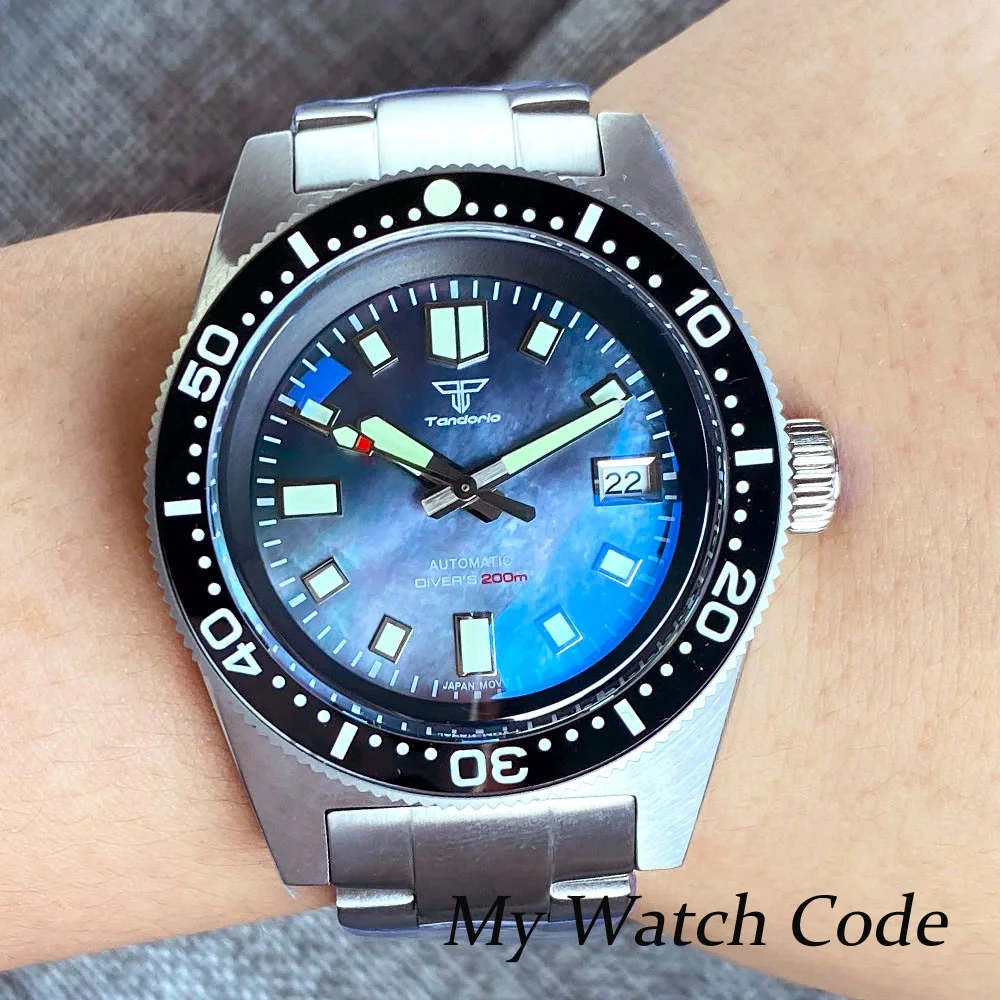 Diving 62Mas Orologio Meccanico Per Uomo Viola Sea Shell Dial Ar Sapphire C3 Super Lume Bracciale In Acciaio Impermeabile Nh35A Vintage
