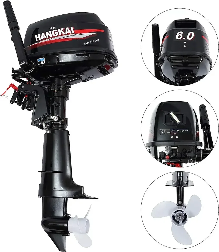 Motore Fuoribordo 3.5 CV 2 Tempi Per Gommone E Barca Pesca - Albero Corto Con Raffreddamento Ad Acqua, Avviamento Manuale - 2