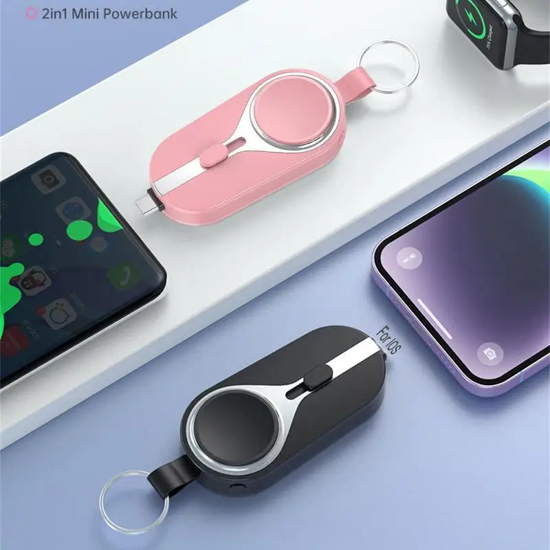 

Mini Battery Pack Fast Charging Backup Power Bank For Phone Devices Portable Keychain Charger 2000mAh Type-C Ultra-Compact