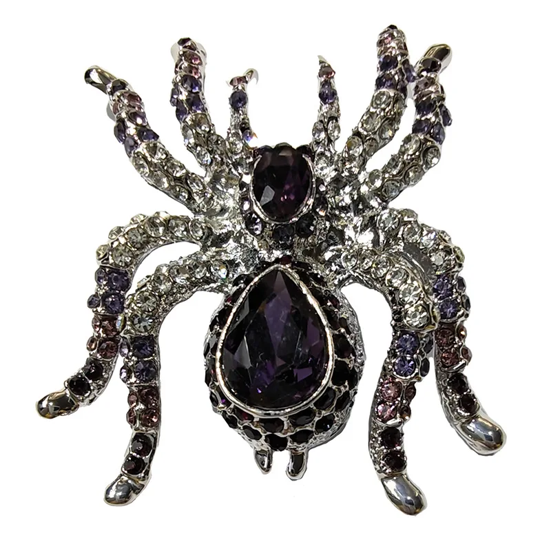 Épingle De Cravate/collier Fantaisie Araignée Strass Ton Or - Occasion