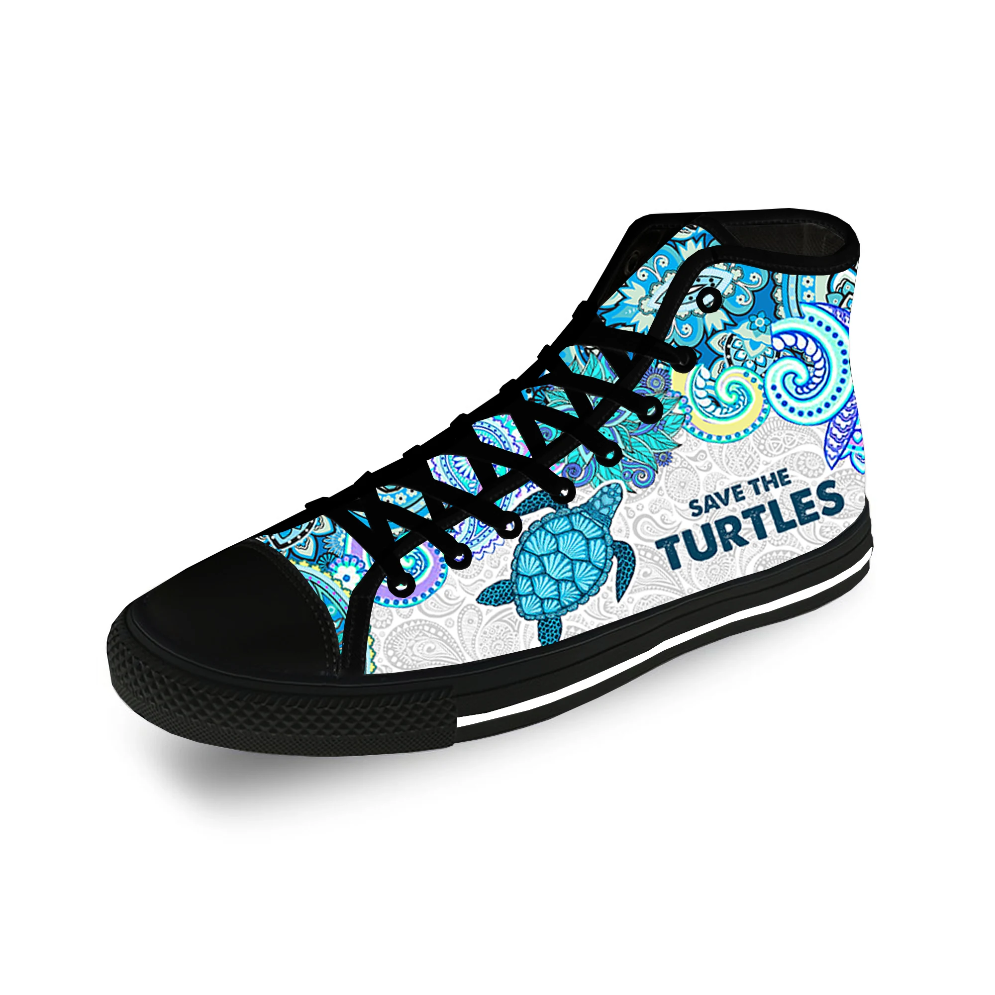 Save The Turtles High Top Sneakers Mens Womens Teenager Casual Shoes Canvas Running Shoes 3D Print Breathable Lightweight shoe