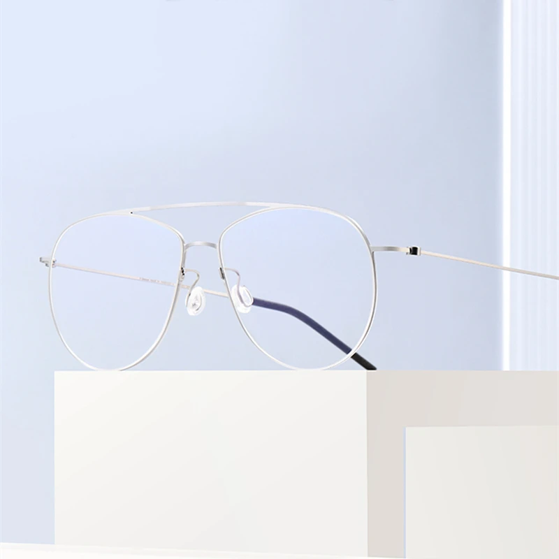 

Pure Titanium Pilot Optical Glasses Frame for Men Ultralight Screwless Myopia Eyeglasses Women Korean Luxury Brand Spectacles