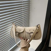 Vintage Leopard Suede Shoulder Bags for Women Casual Portable Ladies Underarm Bag Double-pocket Design Girls Phone Handbag Purse