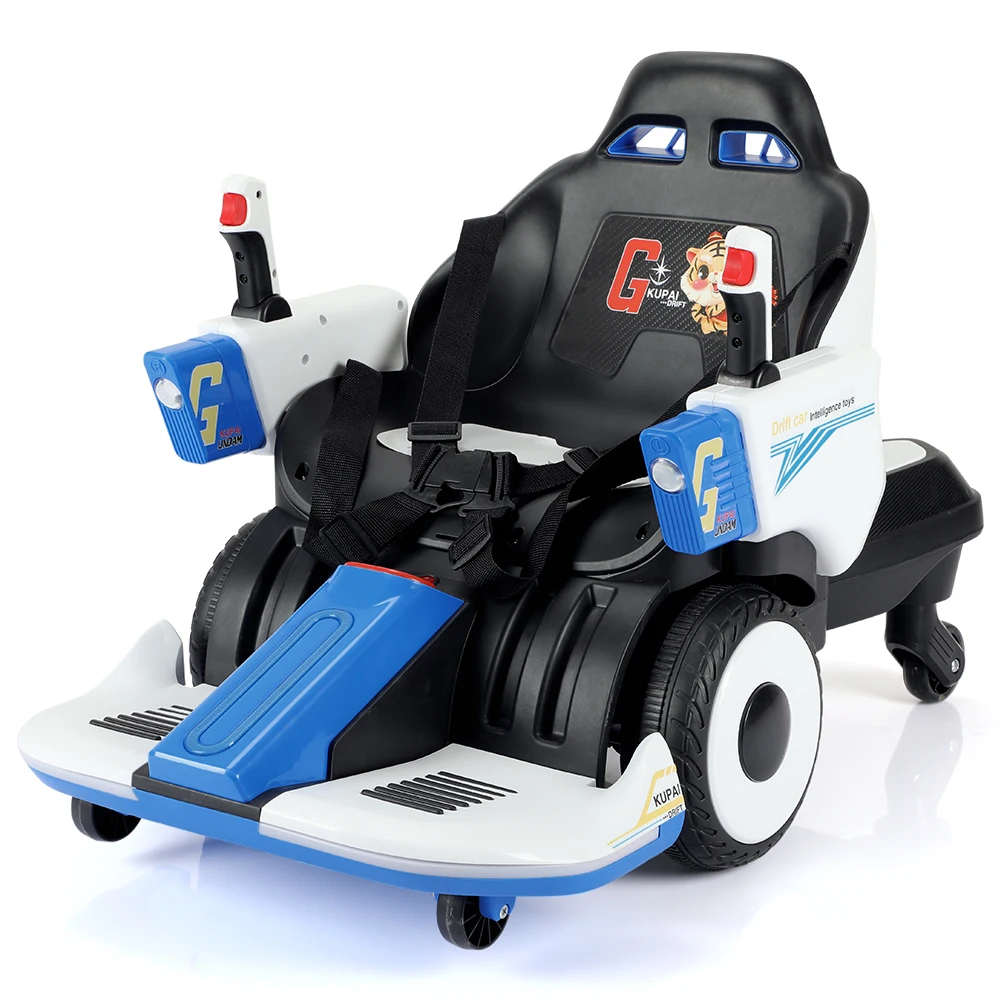 New 360 Degree Ride-On Electric Drift Kart for Kids 12V Battery Powered Car with LED Lights Remote Control Plastic Material