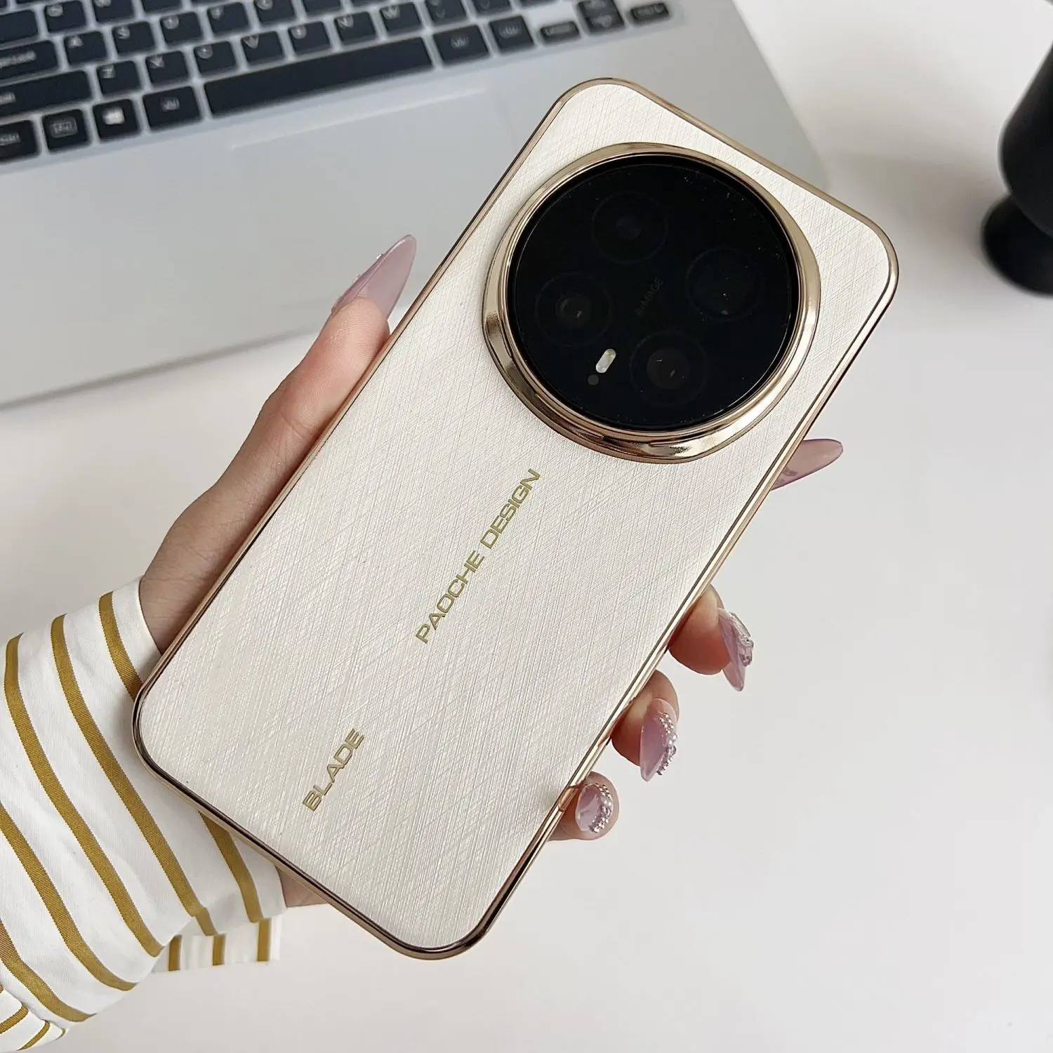 Luxurious Gold-Patterned Anti-Scratch Leather Phone Case with Shockproof Bumper