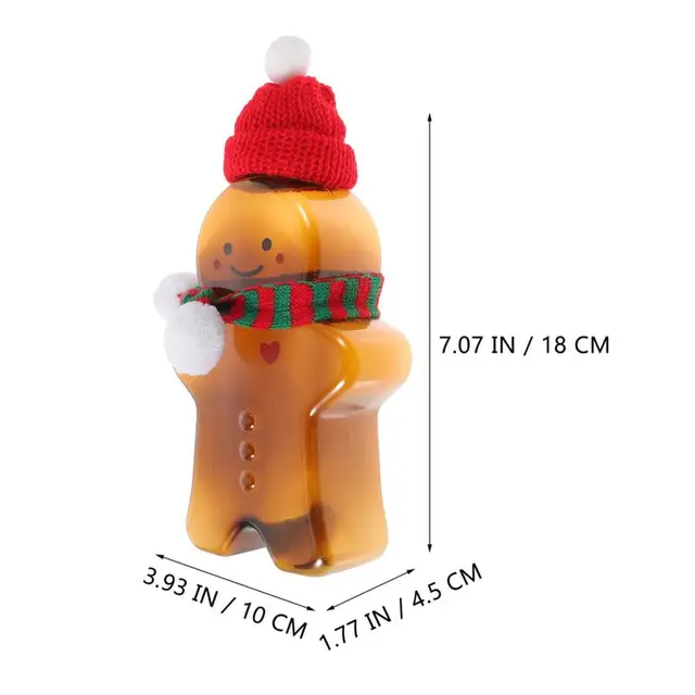 Eyomii 500ML Gingerbread Man Bottle Bear Shape Plastic Drink  Cup,Transparent Milk Juice Bottles ,Christmas Decorations Scarf, Hat