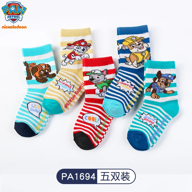 100% Genuine Paw patrol 10PCS=5Pairs Children's Socks boys Girls Spring & Autumn Styles Cotton Socks Age 3-8 Years High Quality 4
