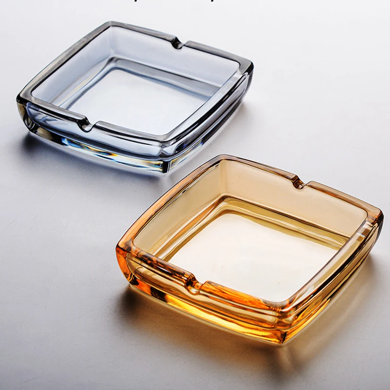Classic Square Crystal Glass Ashtray for Men and Women Smoke Cup Home Bar Living Room