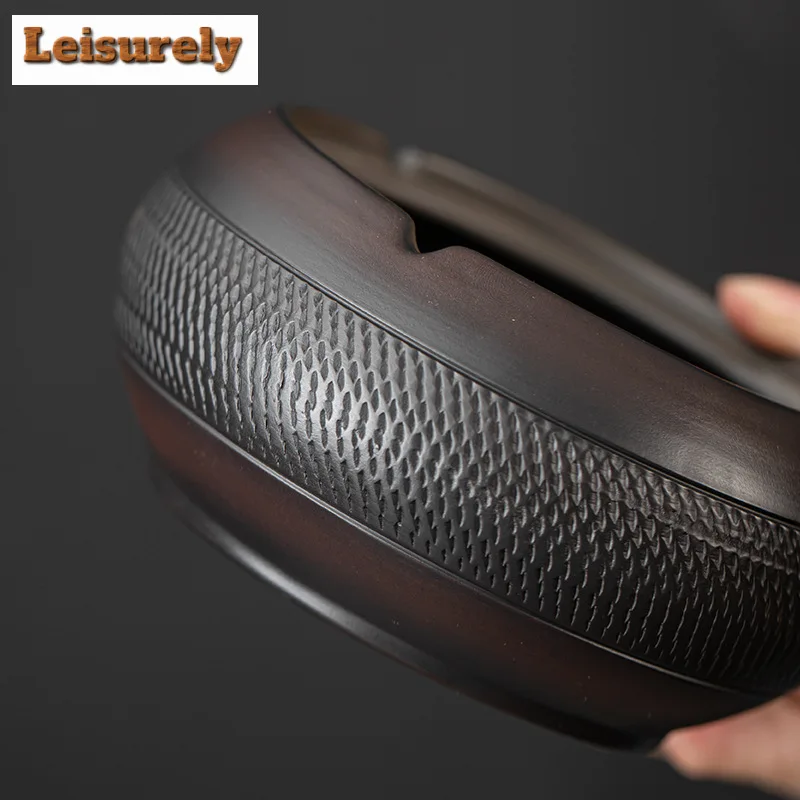 Qingxi Purple Pottery Ashtray Creative Gift for Boyfriend Ash Tray Knife Jumping Weed Smoking Chinese Tea Set Accessories Gift