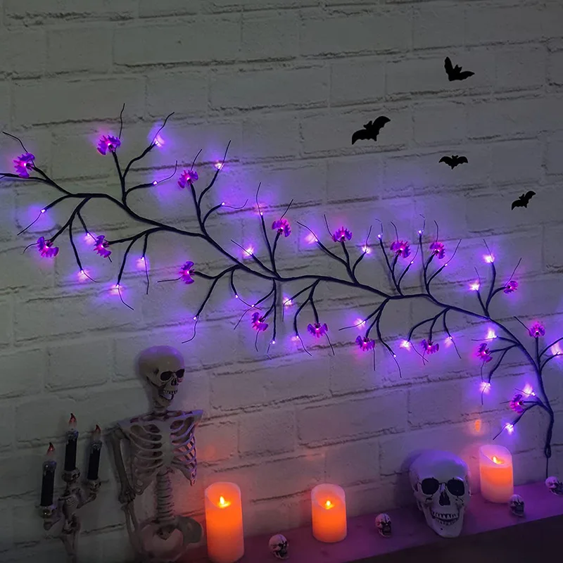 

Halloween Pumpkin LED Wall Tree Enchanted Willow Vine Light Bendable Lighted Vine Tree Branch Christmas Home Party Bookshelf