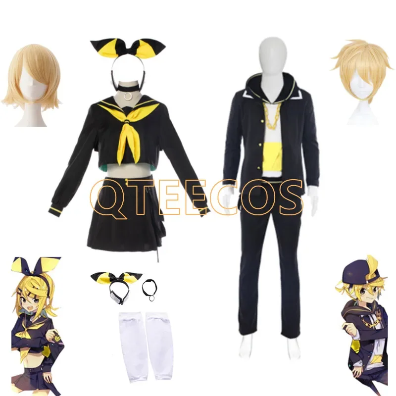 

Костюмы для косплея Rin Len, костюмы на Хэллоуин, карнавал, яркие костюмы аниме, топы, юбки, брюки для женщин и мужчин