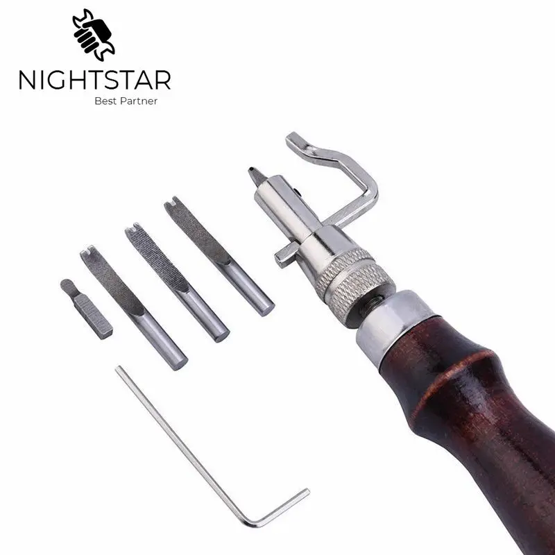 7 In 1 Pro 가죽 공예 조정 가능한 스티칭 및 그루버 주름 가죽 도구 DIY 실용적인 핸드 툴 세트
