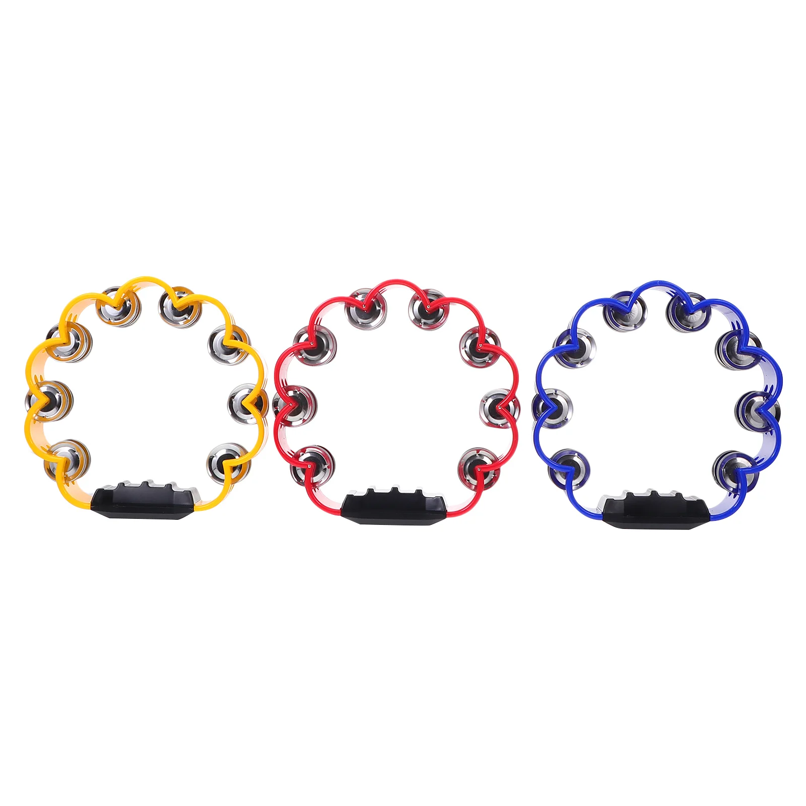 3 Pcs Hub Ring Hand Bell Handle Jingle Bells Playthings for Kids Musical Rhythm Tambourines Handbells Shaking