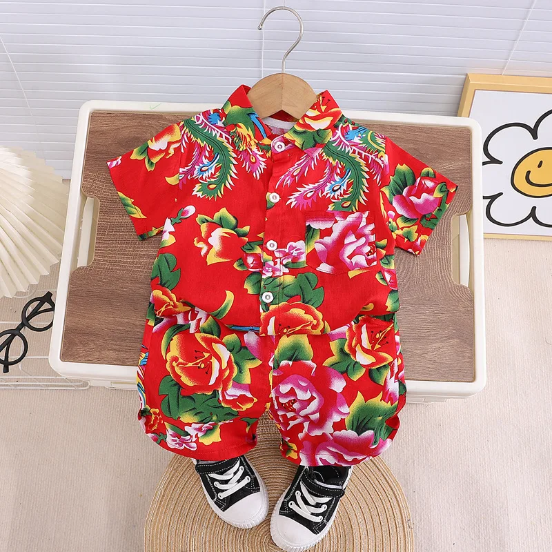 

2 шт., детский хлопковый спортивный костюм, рубашка и шорты