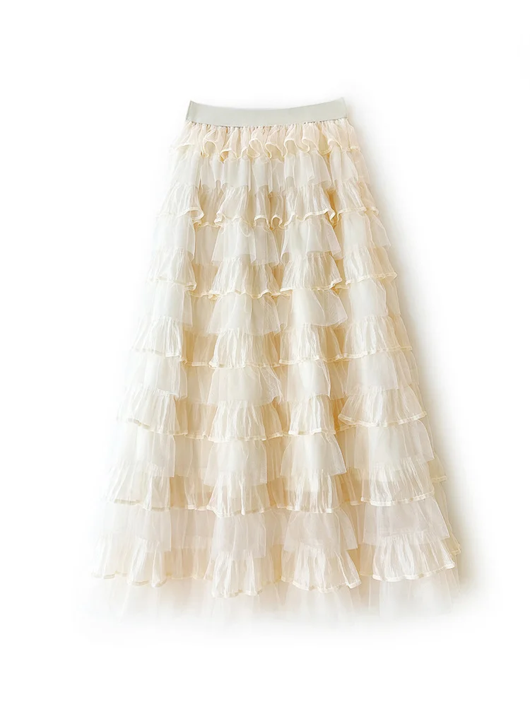 OHRYIYIE Floor-Length Tulle A-line Skirt for Women High