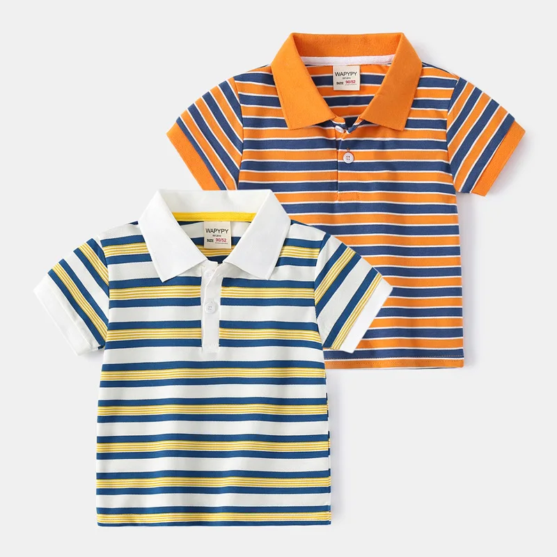 2022 New Boys Striped Polo Shirt Summer Kids Clothes Short Sleeve