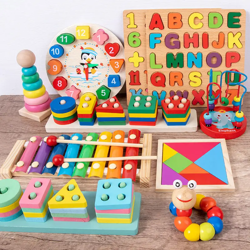 Montessori Houten Speelgoed Voor Baby 'S 1 2 3 Jaar Jongen Meisje Gift Baby  Ontwikkeling Games Hout Puzzel Voor Kinderen Educatief leren Speelgoed