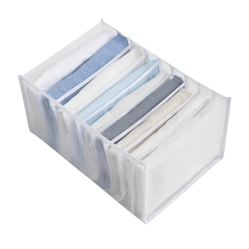 

Jeans Compartment Storage Box Closet Clothes Drawer Mesh Separation Box Stacking Pants Drawer Divider Can Washed Home Organizer