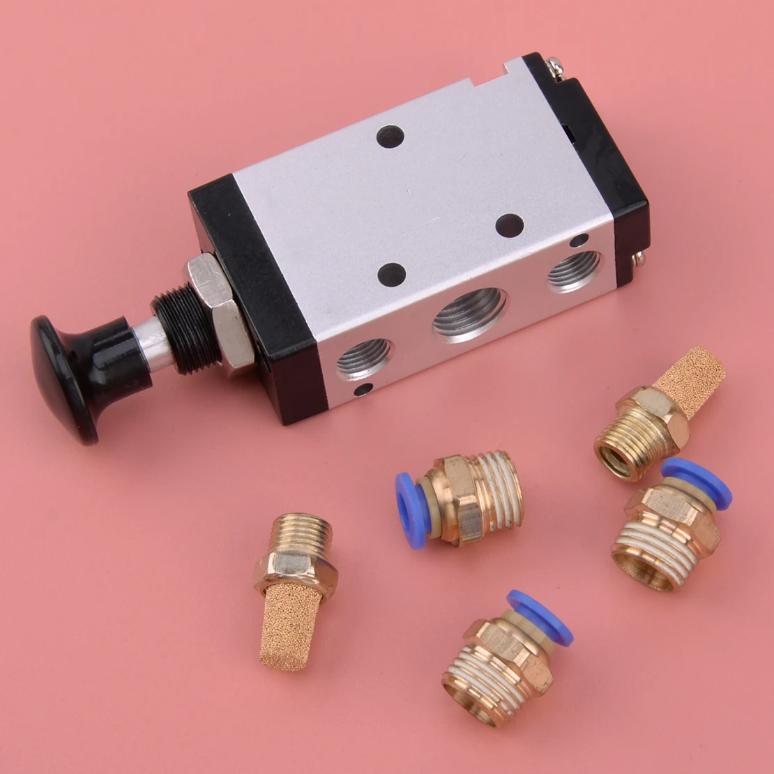 

LETAOSK Hand Push Pull Pneumatic Air Valve 5 Ways 2 Pos 1/4"BSPT With Connector 4R210-08