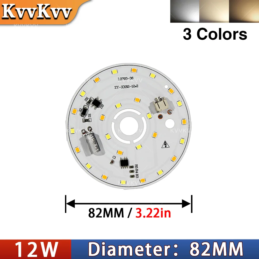 KVVKVV AC220V 240V LED 램프 플레이트 5W 6W 12W 15W DOB 2835 SMD 모듈 광원 패널 화이트/웜 화이트 드라이버 불필요 칩