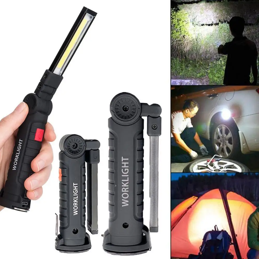 

Перезаряжаемый фонарик для кемпинга, рабочая функция, с магнитом и крючком, водонепроницаемость IP64, 5 режимов освещения, подходит для ночной работы