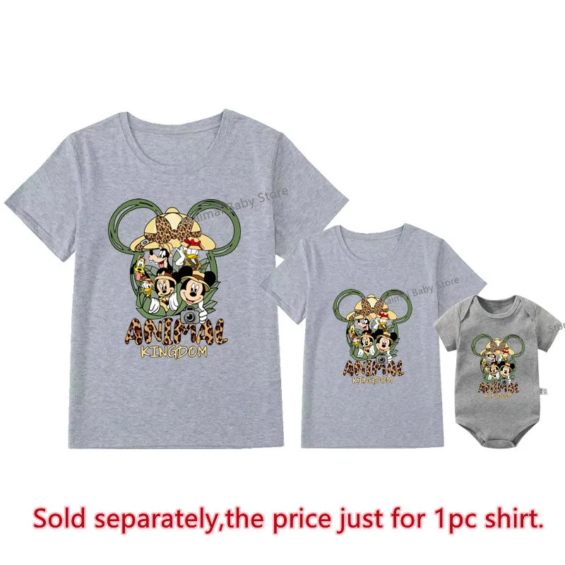 Disney Animal Kingdom Shirts Funny Mickey Minnie Family Matching Outfits Cotton Father Mother Kids Tshirts Disney Trip Clothes 5