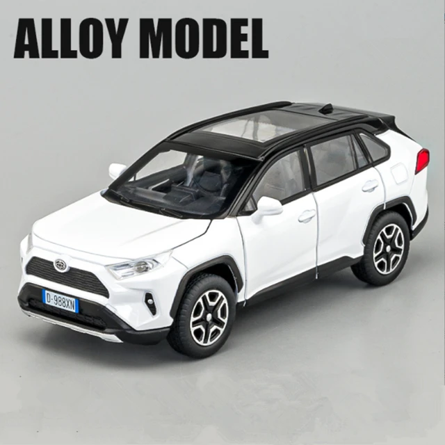1:32 Toyotas RAV4 SUV Alloy Car Model Diecast Metal Toy Vehicles Simulation Sound and Light Collectibles Childrens Birthday Gift - White
