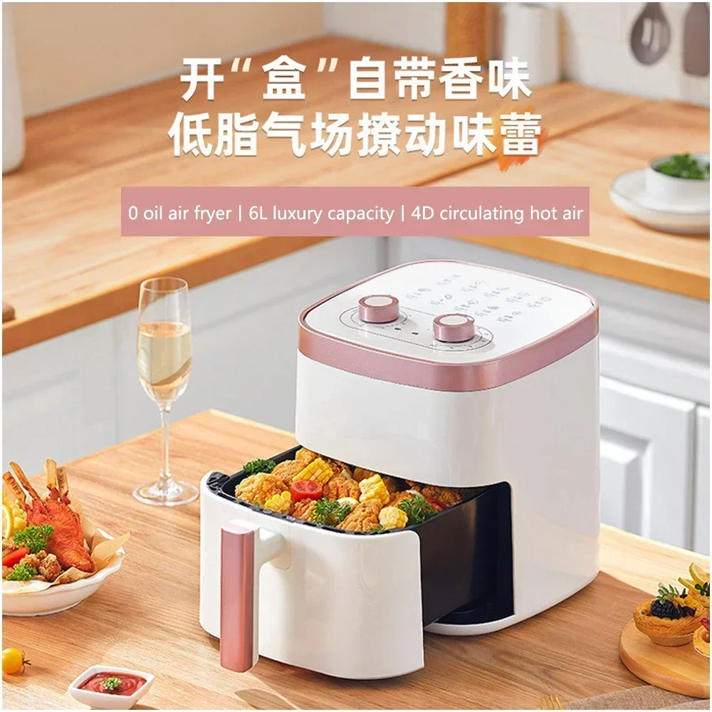 

6L Air Fryers Without Oil Hot Air Electric Fryer with Viewable Window & Touch Screen Home Square Deep Fryer machine friteuses