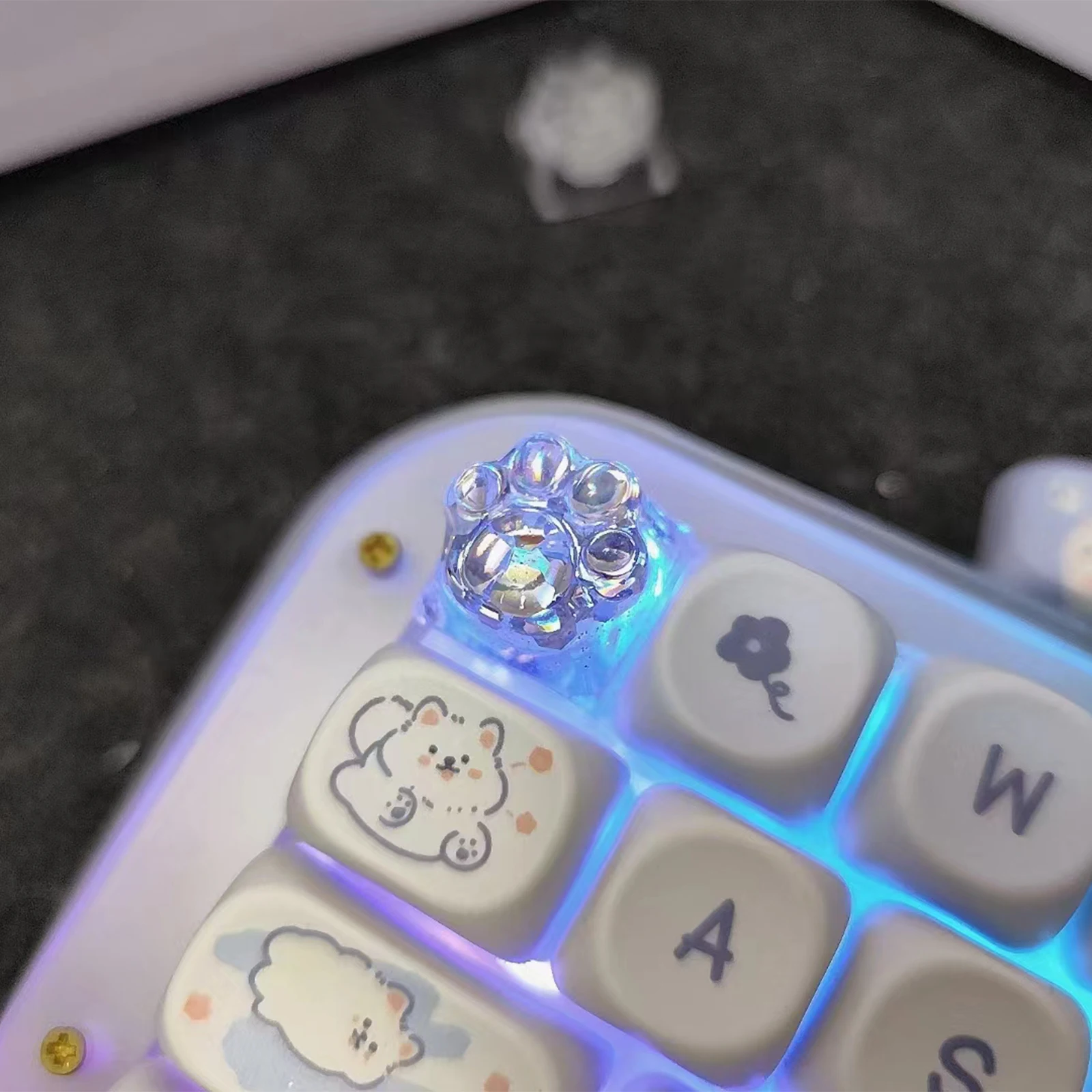 Backlit Cat Paw Crystal Keycap - Cute DIY Personalized Key Caps