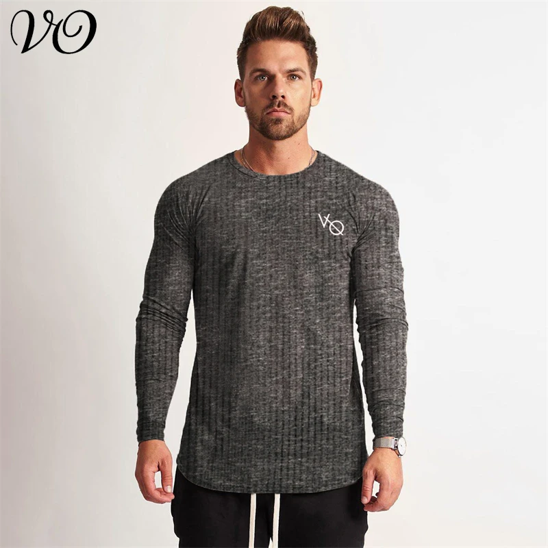 Camiseta manga larga para hombre, ropa de moda para hombre, camisa elástica de rayas verticales, para deportiva| | - AliExpress