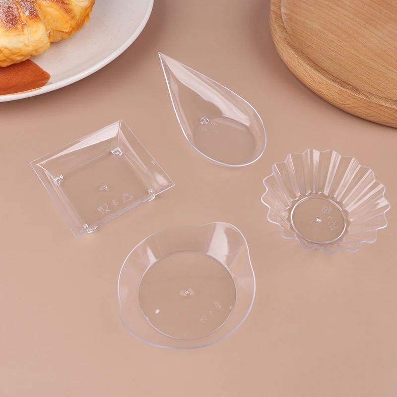 10Pcs Transparent Mini Appetizer Plates Ice Cream Cup Plastic Fruit Candy Cake Jelly Yogurt Mousse Dessert Container cake baking tools Pastry Tool