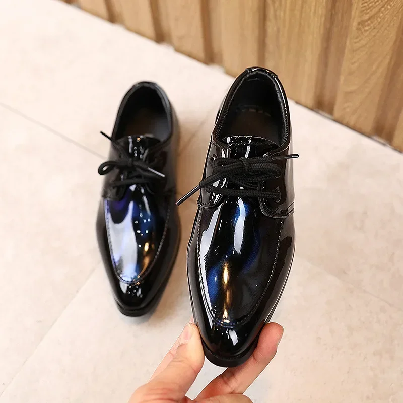 Leather Shoes for Boys Party Wedding Britain Style Low-heeled Lace-up Kids Performance kids shoes leather shoes