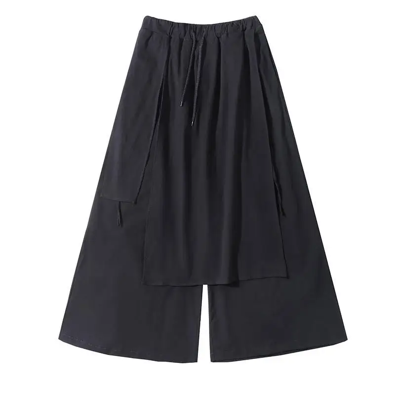 Wide Leg Pants ARENS Techwear Punk Gothic Black Trousers Male Goth Cotton Linens Summer Japanese Style Streetwear Hip Hop