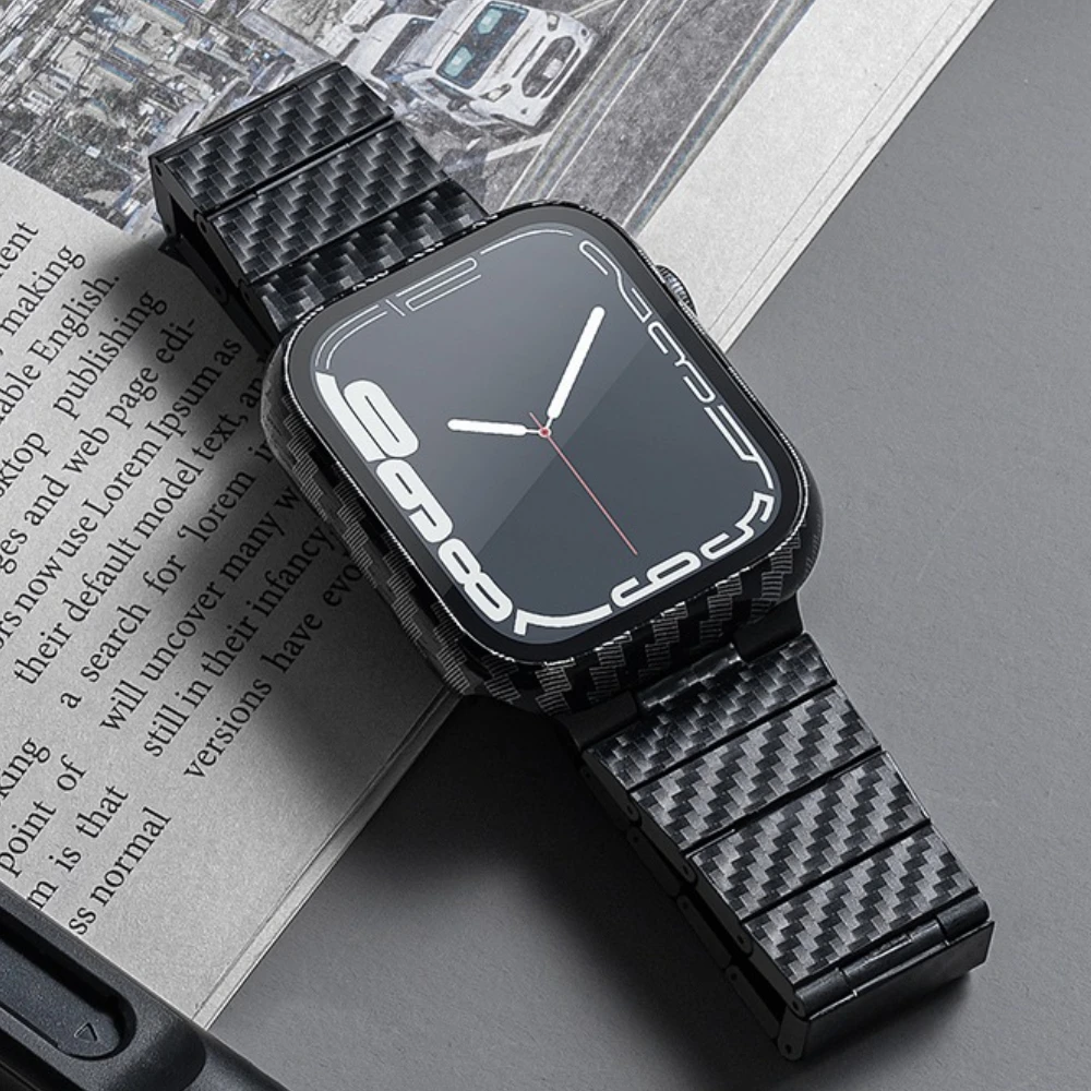 

Carbon Fiber Strap for Apple Watch 8 Ultra 49mm Band Magnetic Metal Bracelet 41mm 45mm for Iwatch Series 7 6 5 4 3 SE 44mm 40mm